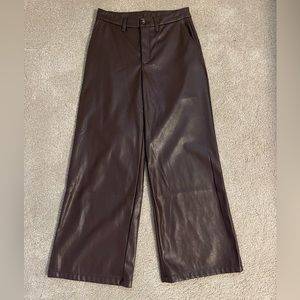 KUT FROM THE KLOTH - Brown faux leather wide leg pants - Size 0